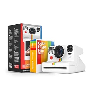 Polaroid Now+ Generation 2 – Camera + Film Bundle (16 Photos Included) – White – Bluetooth Connected App Controlled Instant Film Camera (6437)