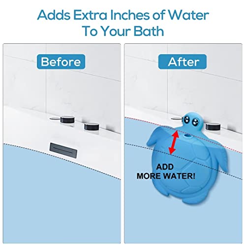 Bath Tub Overflow Drain Cover- Silicone Bathtub Overflow Cover With Suction Cups, Bathtub Drain Cover Stopper Adds Inches Of Water Fits All Drain Types For Deeper Bath Bathroom Spa Accessories (Blue) #TOP2