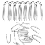 2 Inch Steel Wire Fencing Staples, Galvanized U Shaped Fasteners Nails for Fixing Wire Woven and Mesh Fencing, 30 PCS