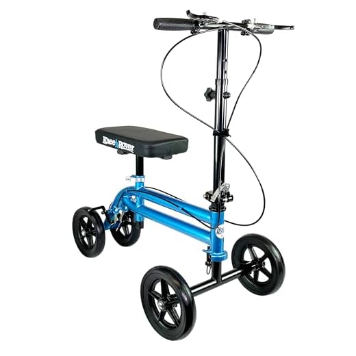 KneeRover Economy Knee Scooter Steerable Knee Walker Crutch Alternative with Dual Braking System in Metallic Blue