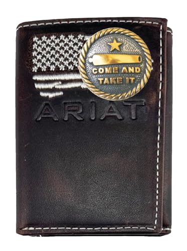 Custom Come And Take It ARIAT Ghost Flag Trifold Leather Wallet