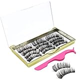 12 PCS Magnetic Eyelashes, Upgraded 3D Magnetic Eyelashes, Thick Reusable Magnetic Eyelashes, Ultra Thin Best Magnetic Eyelashes with Tweezers