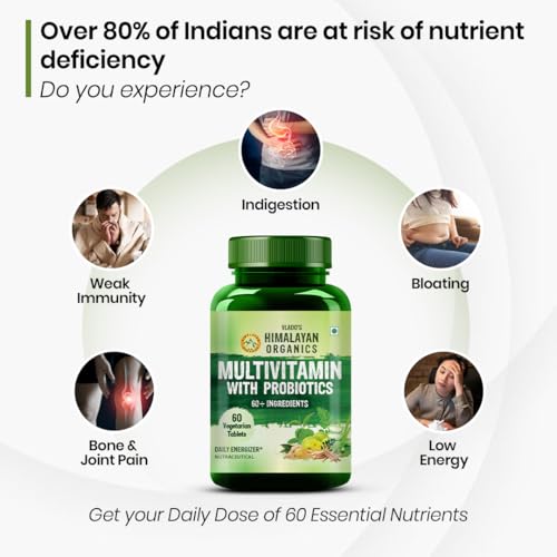 Image of Vlado's Himalayan Organics Calcium Magnesium Zinc with Vitamin D3 + K2 & Multivitamin with Probiotics Combo | Bone, Joint & Daily Wellness Support | 60 Tablets + 60 Veg Tablets | For Men & Women