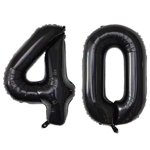 Image of SINBEE Black 40inch Reusable Mylar Foil Balloon, 1pcs Number 4 Balloon for Birthday, Anniversary, Party Decorations Supplies