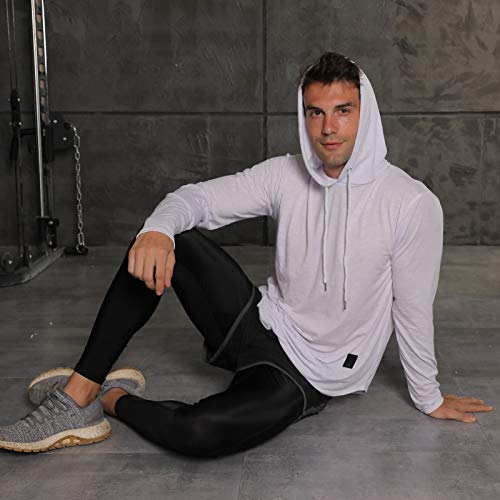 Cot-Oath Mens Workout Sweatshirt Athletic Hoodies - Stylish Gym Running Hoodies Lightweight Pullover White #TOP3
