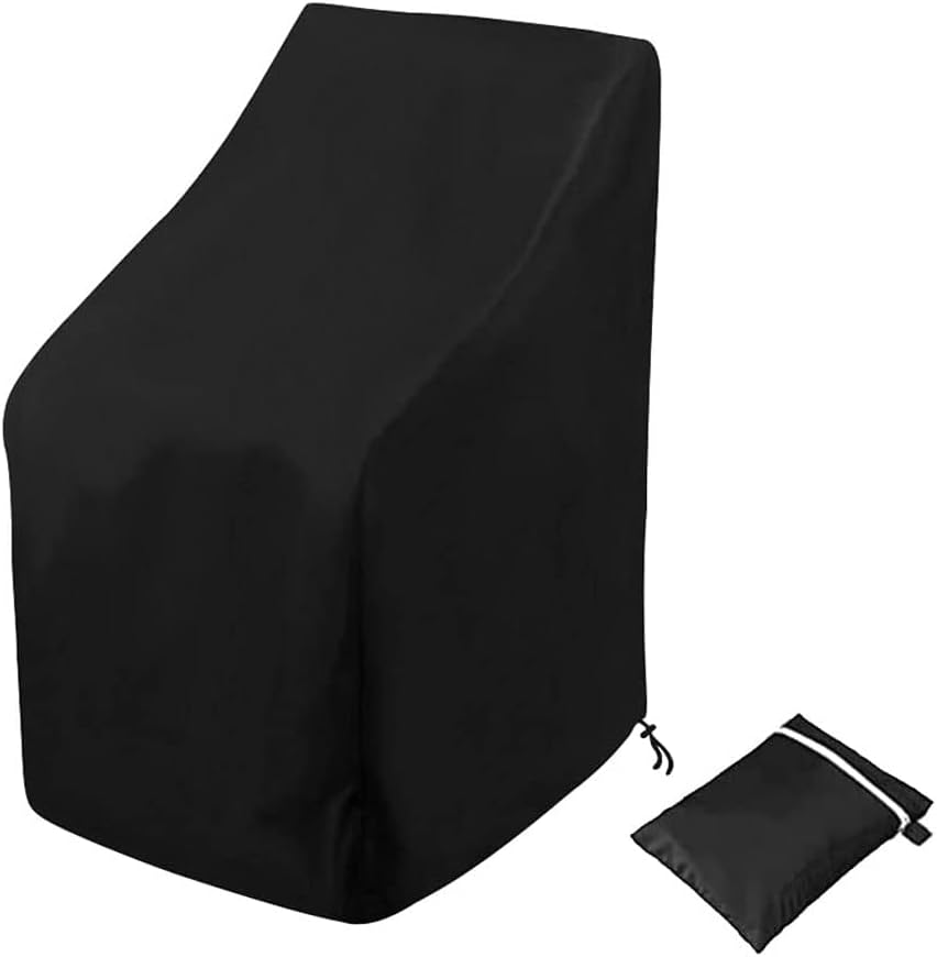 EASYBUYTECH Stacking Outdoor Chair Cover Waterproof, Outdoor Patio Furniture Covers Stacked Chairs 210D, Lounge Chair Covers Outdoor Stack Chairs for All Weather Protection, Black