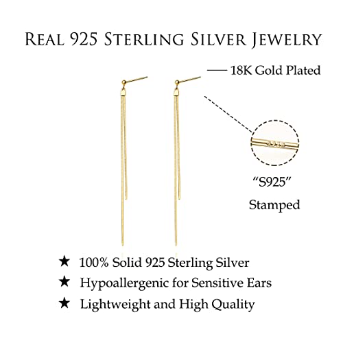 Reffeer 925 Sterling Silver Long Chain Dangle Earrings Tassel For Women Girls Minimalist Dangle Earrings (B-Yellow) #TOP6