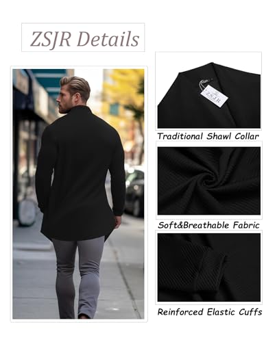 Mens Cardigan Texture Fashion Long Sleeve Shawl Casual Open Front Drape Cape Overcoat3