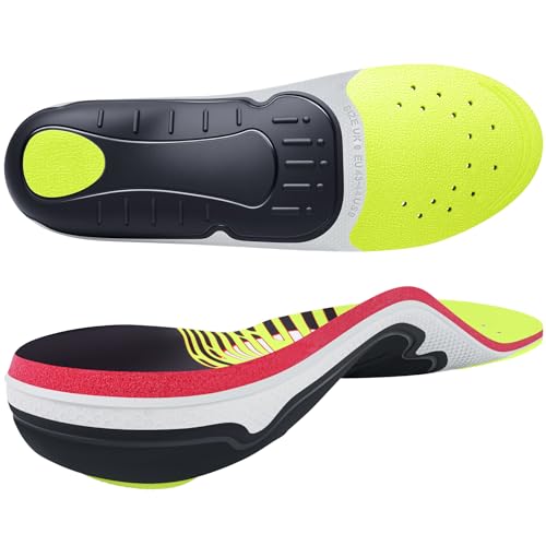 Image of 240lbs+ Arch Support Pain Relief Insole Men Plantar Fasciitis Orthotic Insert Women, Comfort Flat Feet Heel Pain Work Boot Shoes Insole Standing All Day Size 7, 260MM
