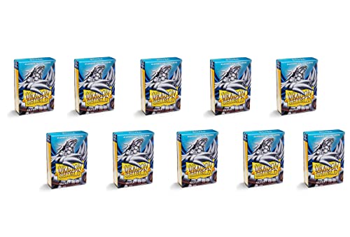 Image of 10 Packs Dragon Shield Matte Mini Japanese Silver 60 ct Card Sleeves Display Case