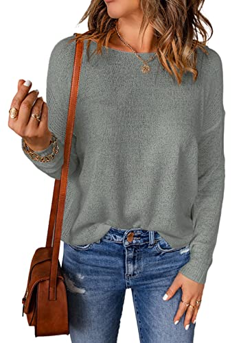 Image of Acelitt Womens Casual Lightweight Long Sleeve Crewneck Knit Shirts Tops, S-XXL