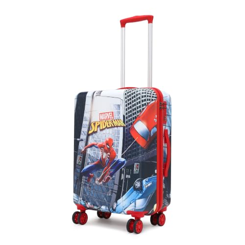 Image of Marvel Spider-Man Kids Trolley Bags for Travel | Red, 22-Inch Polycarbonate Carry-on | Kid Spinner Luggage /Suitcase with 4 Wheel - 360 Rotating | Unique Bags for Boy Kids, Easy to Carry