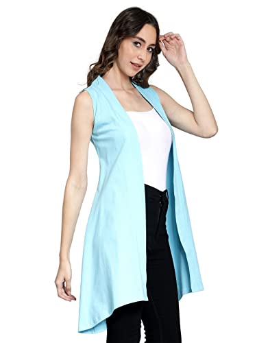 Image of NIMBLE Women's Open Front Sleeveless Cotton Long Shrugs | Modern Fashionable Cardigan for Casual & Formal Wear | Comfortable & Stylish Outerwear For Party