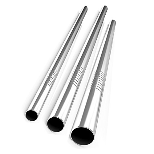 Alink Stainless Steel Drinking Straws, Extra Long + Extra Wide + Normal Set of 3 Plus Cleaning Brush