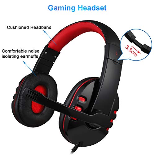 MFTEK Backlit Wired Gaming Keyboard and Mouse Combo with LED Gaming Headset Set, 50mm Speaker Driver Headphone + Mouse Pad for PC Gamer Computer Office