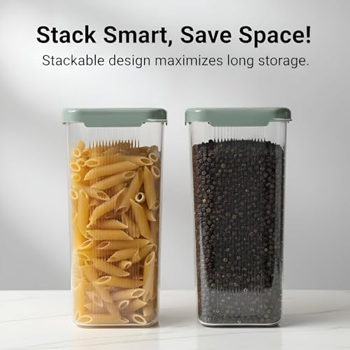 Image of Raawan Plastic Storage Containers Set for Kitchen | Leak-Proof Pantry Organizers for Grains, Pulses, Cereals, and Dry Fruits | Durable, Space-Saving Design (2, 1800)