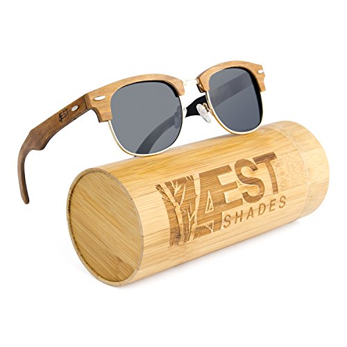 4EST Shades Wood Rimless Sunglasses – Handmade Wooden Frame, UV 400 Polarized Lens