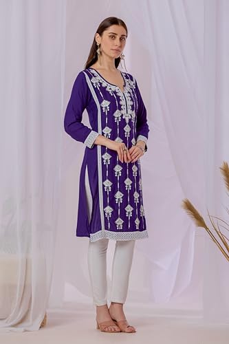Image of Sidhidata Women's Rayon Sequence & Beads Embroidered Kurti (Kurti Beads)