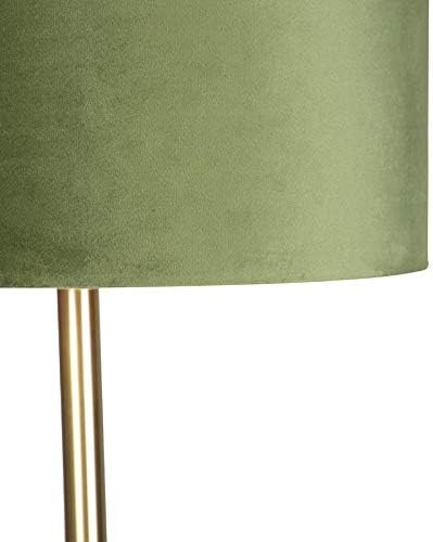 Qazqa QAZQA - Modern Botanische vloerlamp messing met groene kap 40 cm - Simplo | Woonkamer | Slaapkamer - Stof Cilinder |Langwerpig - E27 Geschikt voor LED - Max. 1 x 60 Watt photo 3