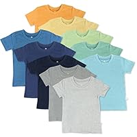 HonestBaby 10-Pack Short Sleeve T-shirts 100% Organic Cotton Baby, Toddler, Little Kids, Boys, Girls, Unisex, Rainbow Boy, 2T