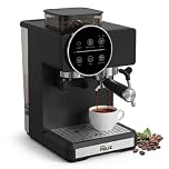 Don Feliz Cafetera Superautomática con Molinillo Integrado, 20 Bar, 1350W, Depósito 1.8L, Vaporizador de Leche, Portafiltro 51mm, Panel de Control Táctil