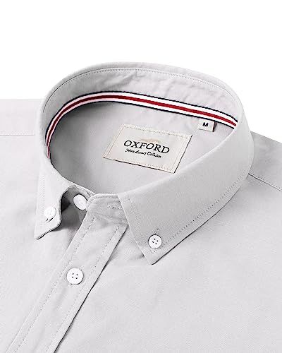 Image of Alimens & Gentle Mens Solid Oxford Shirt Long Sleeve Dress Shirt Work Casual Button Down Shirts with Pocket
