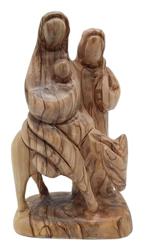 Zuluf Krippenstatue aus Olivenholz, 17 cm, Motiv: Flug nach Ägypten, handgeschnitzt, Heilige Familie, Jesus, Maria, Josef, Dekoration, HOF040 Zuluf Krippenstatue aus Olivenholz, 17 cm, Motiv: Flug nach Ägypten, handgeschnitzt, Heilige Familie, Jesus, Maria, Josef, Dekoration, HOF040