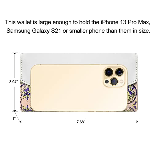 Utenwat Womens Wallets Rfid Blocking Trifold Wallet For Women Long Pu Leather Clutch Multi Card Cute Ladies Wallets Large Capacity Pink/White #TOP2