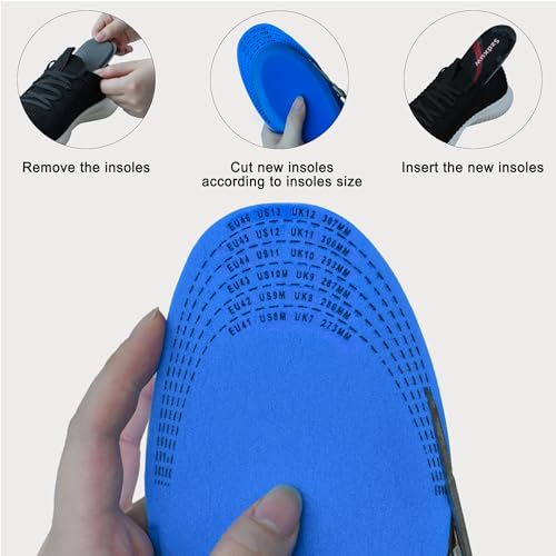 Image of 2 Pairs Memory Foam Insoles for Women and Men - Cut to Insoles, Cushioning Comfort Soft Insole for Sports Shoes, Sneakers, Walking Boots, Work Shoes Replacement Shoe Inserts, Black Men