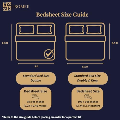 Image of ROMEE Elegant 3D Print Printed Microfiber Double Bedsheet, 144 TC Soft Feel, Queen Size (88 x 95 Inches), with 2 Pillow Covers, Blue