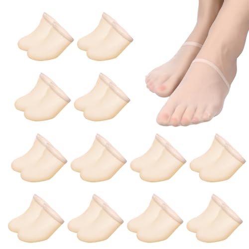 6Pairs Toe Topper Socks Women Teo Liner Half Socks Women's Toe Topper Sockes No Show Liner Half Sock for Heels Non Slip Liners Toes Covers for Mules Cushion Bottom Toes Cover Halfs Sock