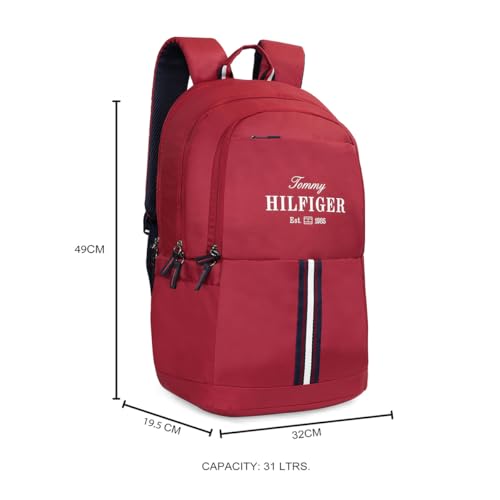 Image of Tommy Hilfiger Laptop Backpack Elbert | Backpack for School, College and work | Water-Resistant, Fits 15-inch Laptop, with Rain Cover, Trolley Holder & 1-Year Warranty | 31L Capacity