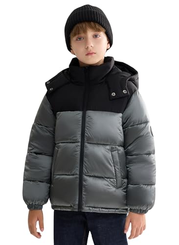 SOLOCOTE Boys Winter Coat Heavyweight Water-Resistant Hooded Quilted Puffer Thick Shiny Outerwear Kids Winter Jacket