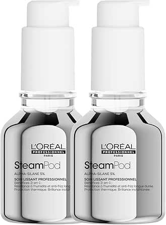 L'Oréal Professionnel SteamPod Serum Suavizante Aislante Térmico Proteger hasta 230 °C, Antiencrespamiento y protección extrema de humedad, fórmula patentada anhidra, compatible con todas las planchas
