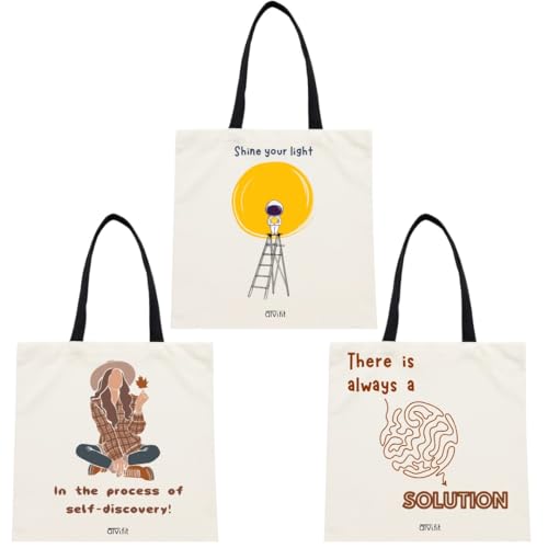 Image of Trendy Cotton Tote Bags for Women Designs - 15.5 inchx15 inch - Perfect for College, Office, Yoga, and Everyday Use
