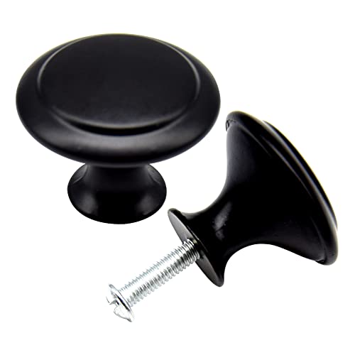 Yosawo 12 Pcs Vintage Cabinet Knobs Round Solid Knobs Handles with Screws for Cabinet Wardrobe, Drawer, Bathroom Racks (30mm/Black) - Image 4