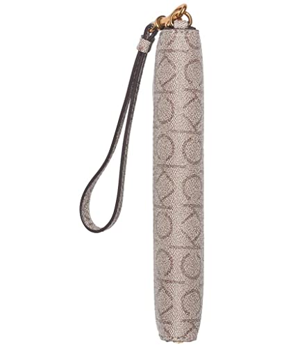 Calvin Klein Women's Key Item Saffiano Continental Zip Around Wallet With Wristlet Strap, Modern Taupe/Almond/Taupe Linear, One Size #TOP2