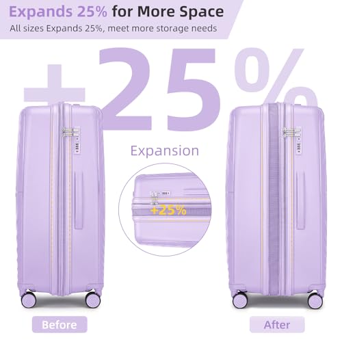 Image of LARVENDER Luggage Sets 5 Piece Set Suitcase Hardshell Expandable Carry On