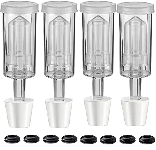 3-Piece Airlock with #6 Stopper and Grommet 4 Pack, Fermentation Airlock Beer Wine Kombucha Brewing Kit,Carboy Airlock FDA Transparency Upgraded
