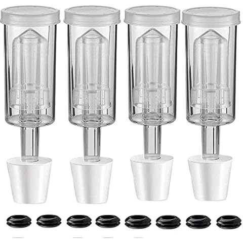 3-Piece Airlock 4 Pack with 4PCS #6 Stopper and 8PCS Grommets, Fermentation Airlock Beer Wine Kombucha Brewing Kit,Carboy Airlock FDA Transparency Upgraded Cover