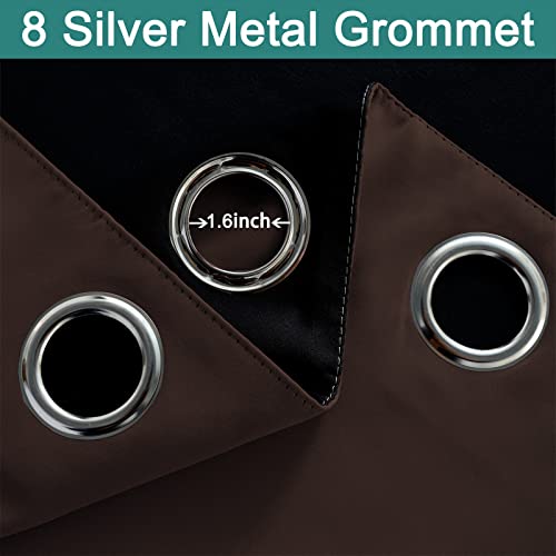 Image of Yakamok Blackout Curtains 84 Inches Long,Blackout Curtain Panels for Bedroom, 2 Thick Layers Grommet Top Thermal Insulated Drapes with Black Liner for Living Room(52Wx84L, Chocolate Brown, 2 Panels)