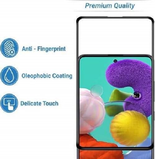 Image of Tempered Glass Screen Protector Compatible For Samsung Galaxy M31S, A51, A52, A53 With Edge-To-Edge Protector And Easy Installation Kit, Pack Of 1, Black