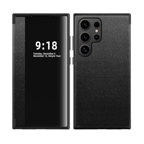 Samsung Galaxy S25 Ultra/S25 Plus/S25�p�t���b�v�P�[�X�A�X�}�[�g�N���A�r���[�E�B���h�E�X�������U�[�J�o�[�ϏՌ��ی�P�[�X�V�F���A�u���b�N�AS25