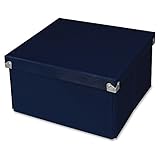 Pop n’ Store Decorative Storage Box with Lid, Collapsible and Stackable, Medium Square Box, Interior Size (9.75”x9.75”x5.75”), Navy