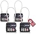 Produktbild OW-Travel Kabelschloss 3 Stellig Zahlenschloss Kofferschloss Vorhängeschloss Gepäckschloss Sicherheitsschloss TSA Lock Cable USA Schloss Zahlencode für Reisekoffer Spind Rucksack Luggage:4 Schwarz