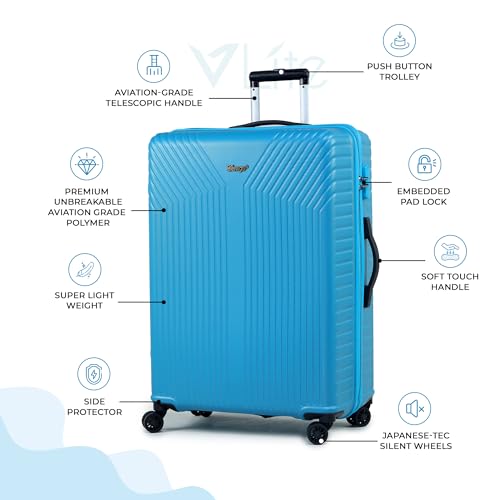 Image of ACEPACK GLX Family Set of 3 (Small Cabin + Medium Check-in + Large Check-in) Combo Teal Hard Sided Luggage Trolley Bag for Travel Suitcase with 8 Spinner Wheels