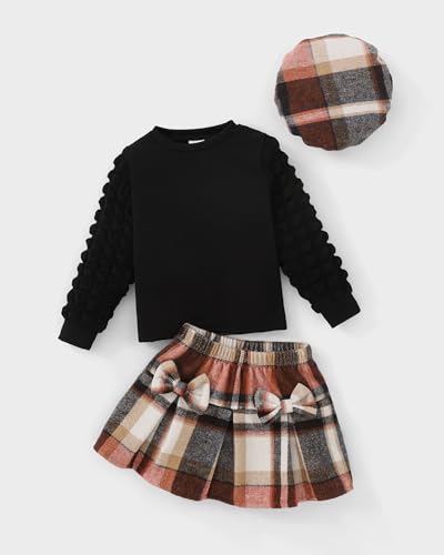 Image of Toddler Girl Clothes Outfit Shirt Top Plaid Mini Skirt Outfits Set Little Girl Dresses Kids Clothes for Girls 18M-8T