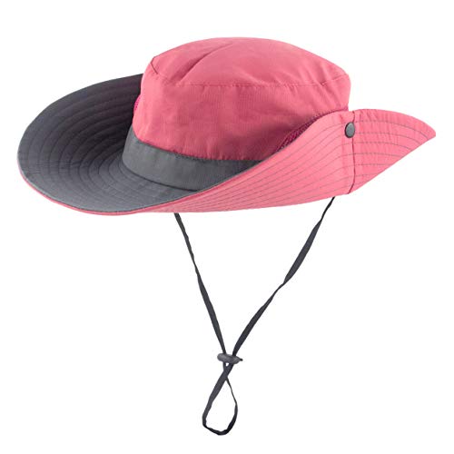 Muryobao Women's Sun Hat Outdoor Uv Protection Foldable Mesh Bucket Hat Wide Brim Summer Beach Fishing Cap Watermelon Red #TOP2
