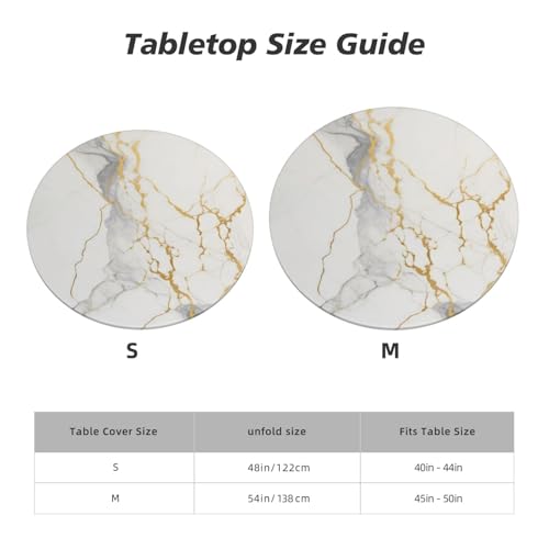 Gbuzozie Marble Tablecloth with Elastic Edge, Round Table Cover Washable Reusable Table Cloths for Kitchen Dining Party, Medium (Fits 45-50 in) by Gbuzozie - Used condition - Image 2
