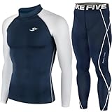 Skin Tight Compression Under Layer Long Sleeve Shirt & Pants Navy SET
